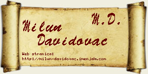 Milun Davidovac vizit kartica